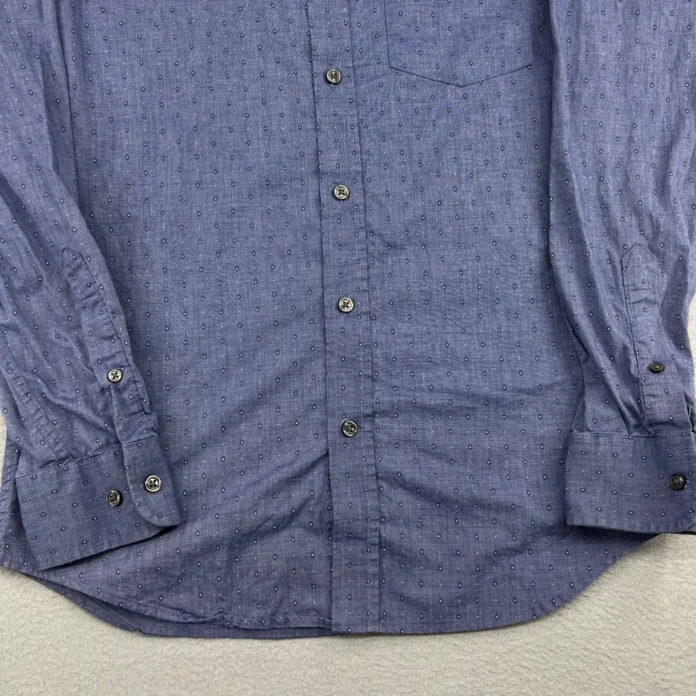 Banana Republic Mens Small Blue‎ Micro Diamond Stretch Soft Wash Slim Fit Shirt